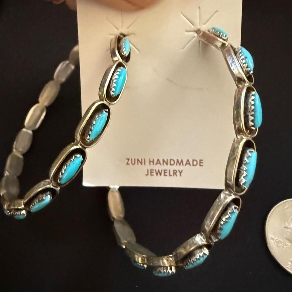 Huge handmade native earrings zuni hoops